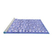 Sideview of Machine Washable Abstract Blue Contemporary Rug, wshcon697blu