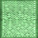 Square Machine Washable Abstract Emerald Green Contemporary Area Rugs, wshcon697emgrn