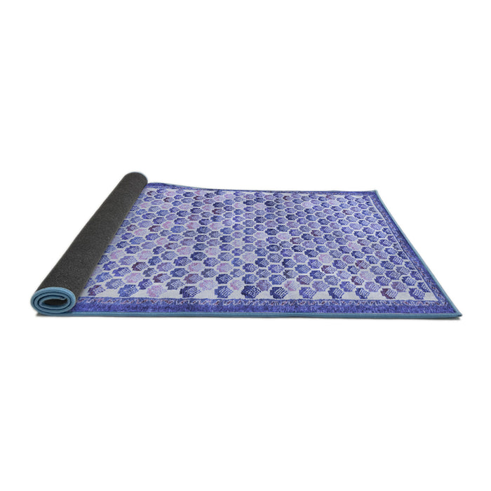Sideview of Abstract Blue Contemporary Rug, con697blu