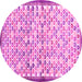 Round Abstract Pink Contemporary Rug, con697pnk