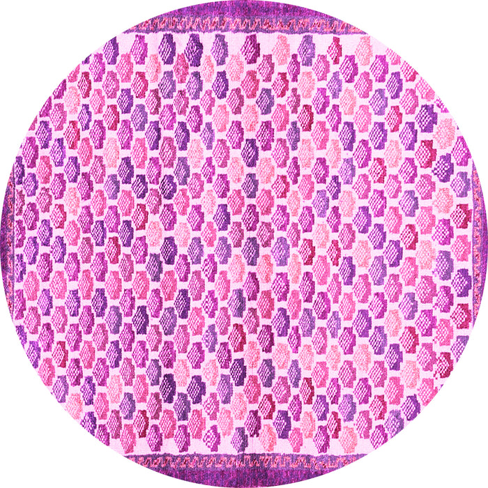 Round Machine Washable Abstract Pink Contemporary Rug, wshcon697pnk