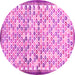 Round Machine Washable Abstract Pink Contemporary Rug, wshcon697pnk