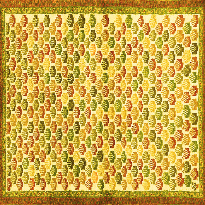 Square Machine Washable Abstract Yellow Contemporary Rug, wshcon697yw