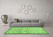 Machine Washable Abstract Green Contemporary Area Rugs in a Living Room,, wshcon697grn