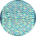 Round Abstract Light Blue Contemporary Rug, con697lblu