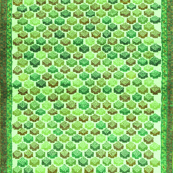 Serging Thickness of Machine Washable Abstract Green Contemporary Area Rugs, wshcon697grn