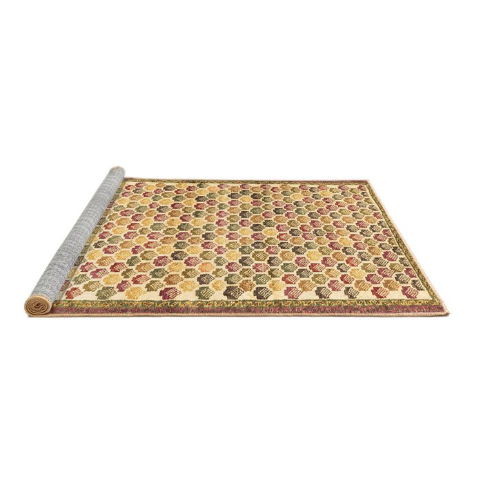 Sideview of Machine Washable Abstract Brown Contemporary Rug, wshcon697brn