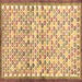 Square Machine Washable Abstract Brown Contemporary Rug, wshcon697brn