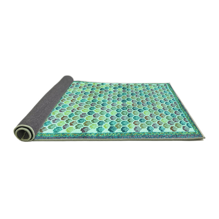 Sideview of Abstract Turquoise Contemporary Rug, con697turq