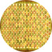 Round Machine Washable Abstract Yellow Contemporary Rug, wshcon697yw
