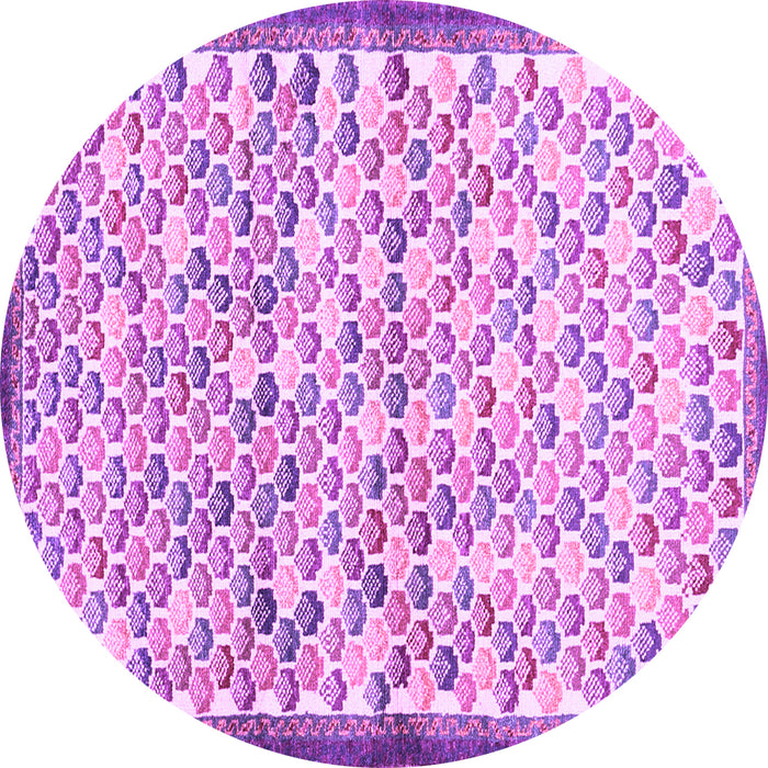 Round Abstract Purple Contemporary Rug, con697pur