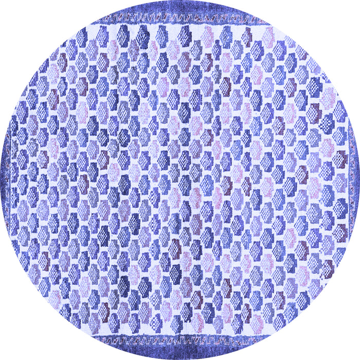 Round Abstract Blue Contemporary Rug, con697blu