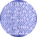 Round Abstract Blue Contemporary Rug, con697blu