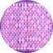 Round Machine Washable Abstract Purple Contemporary Area Rugs, wshcon697pur