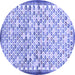 Round Machine Washable Abstract Blue Contemporary Rug, wshcon697blu