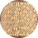 Round Abstract Brown Contemporary Rug, con697brn