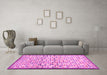 Machine Washable Abstract Pink Contemporary Rug in a Living Room, wshcon697pnk