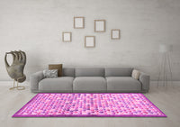 Machine Washable Abstract Pink Contemporary Rug, wshcon697pnk