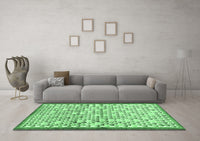 Machine Washable Abstract Emerald Green Contemporary Rug, wshcon697emgrn