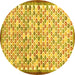 Round Abstract Yellow Contemporary Rug, con697yw