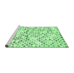 Sideview of Machine Washable Southwestern Emerald Green Country Area Rugs, wshcon698emgrn