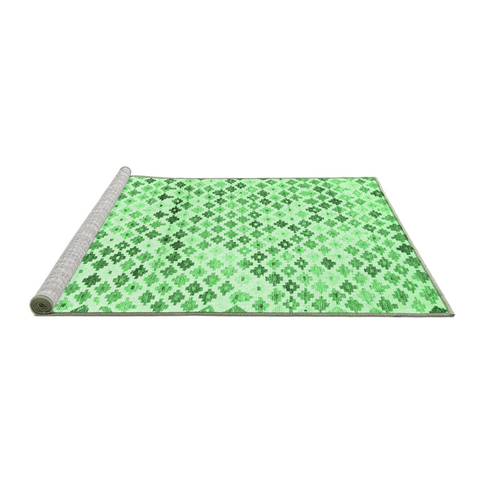 Sideview of Machine Washable Southwestern Emerald Green Country Area Rugs, wshcon698emgrn