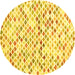 Round Southwestern Yellow Country Rug, con698yw