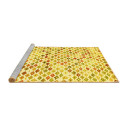 Sideview of Machine Washable Southwestern Yellow Country Rug, wshcon698yw