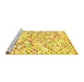 Sideview of Machine Washable Southwestern Yellow Country Rug, wshcon698yw