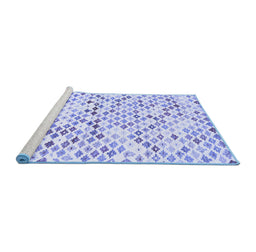 Sideview of Machine Washable Southwestern Blue Country Rug, wshcon698blu