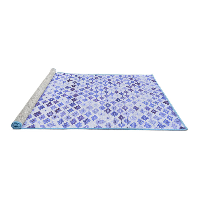 Sideview of Machine Washable Southwestern Blue Country Rug, wshcon698blu