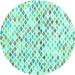 Round Southwestern Turquoise Country Rug, con698turq