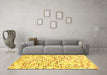 Machine Washable Southwestern Yellow Country Rug in a Living Room, wshcon698yw