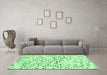 Machine Washable Southwestern Emerald Green Country Area Rugs in a Living Room,, wshcon698emgrn