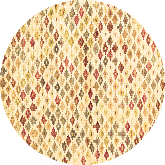Round Machine Washable Southwestern Brown Country Rug, wshcon698brn
