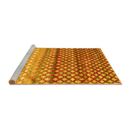 Sideview of Machine Washable Oriental Yellow Traditional Rug, wshcon699yw