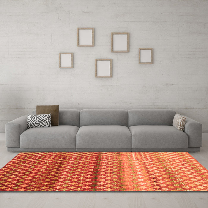 Machine Washable Oriental Orange Traditional Area Rugs in a Living Room, wshcon699org