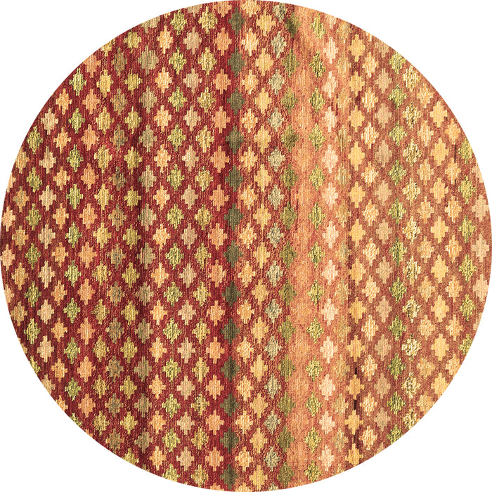 Round Machine Washable Oriental Brown Traditional Rug, wshcon699brn
