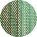 Round Oriental Turquoise Traditional Rug, con699turq