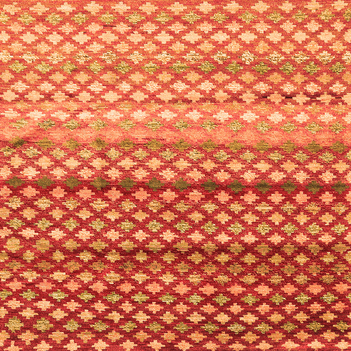 Round Machine Washable Oriental Orange Traditional Area Rugs, wshcon699org