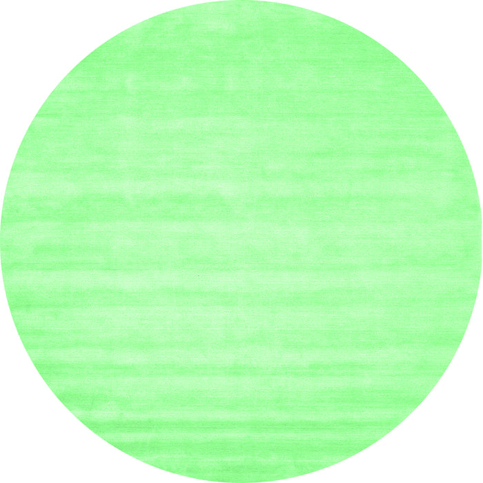 Round Machine Washable Abstract Emerald Green Contemporary Area Rugs, wshcon69emgrn