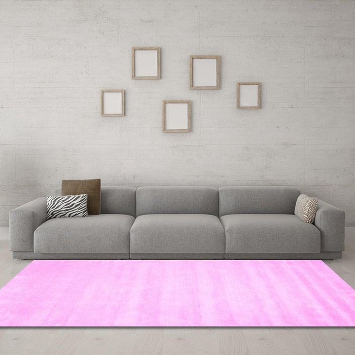 Machine Washable Abstract Pink Contemporary Rug in a Living Room, wshcon69pnk