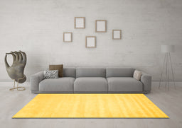 Machine Washable Abstract Yellow Contemporary Rug in a Living Room, wshcon69yw