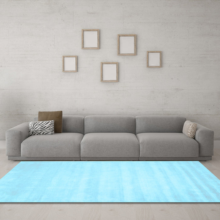 Machine Washable Abstract Light Blue Contemporary Rug in a Living Room, wshcon69lblu