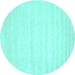 Round Abstract Turquoise Contemporary Rug, con69turq