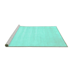 Sideview of Machine Washable Abstract Turquoise Contemporary Area Rugs, wshcon69turq