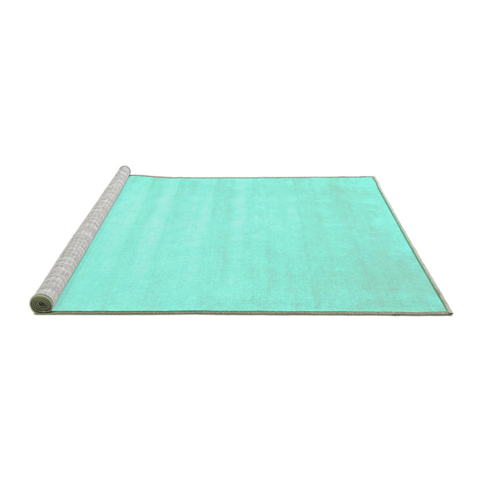 Sideview of Machine Washable Abstract Turquoise Contemporary Area Rugs, wshcon69turq