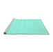 Sideview of Machine Washable Abstract Turquoise Contemporary Area Rugs, wshcon69turq