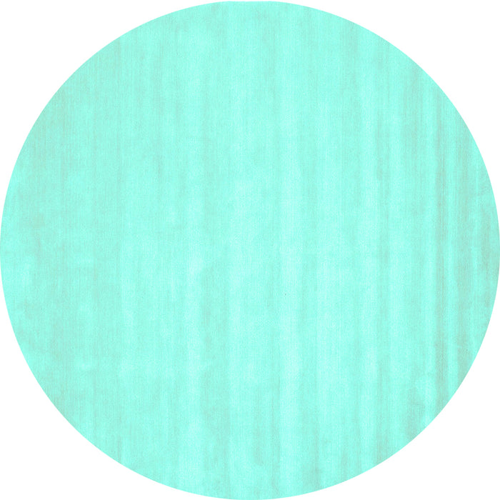Round Machine Washable Abstract Turquoise Contemporary Area Rugs, wshcon69turq