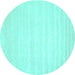 Round Machine Washable Abstract Turquoise Contemporary Area Rugs, wshcon69turq